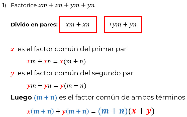 Factor común por agrupación de términos