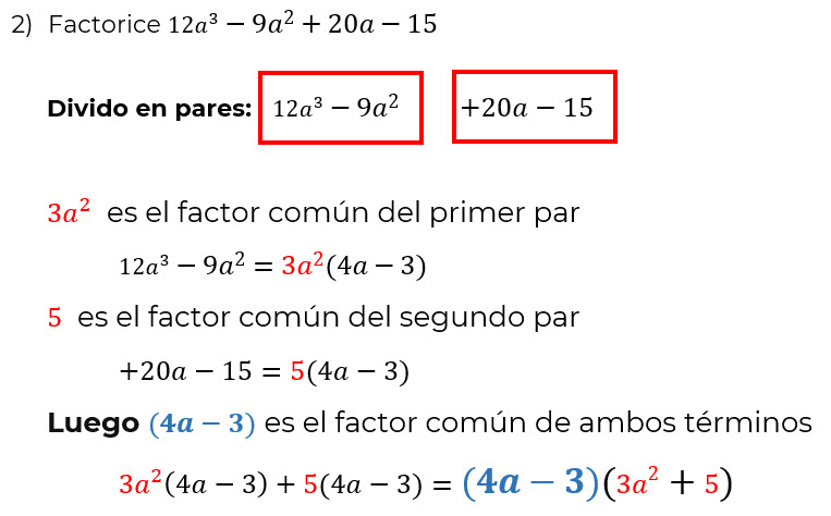 Factor común por agrupación de términos